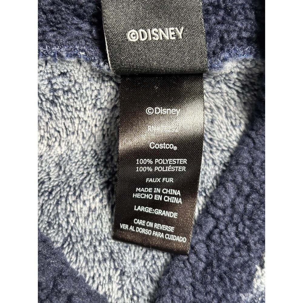 Disney Pullover Hoodie Womens Large Gray Blue Sherpa Faux Fur Mickey Mouse Cozy - Picture 5 of 7